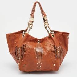 Pre Owned Jimmy Choo Brown Python Embossed And Leather Lohla Jane Hobo