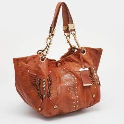 Pre Owned Jimmy Choo Brown Python Embossed And Leather Lohla Jane Hobo