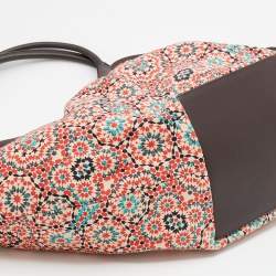 Pre Owned Jimmy Choo Multicolor Printed Canvas And Leather Trimmed Shopper Tote