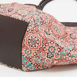 Pre Owned Jimmy Choo Multicolor Printed Canvas And Leather Trimmed Shopper Tote