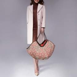 Pre Owned Jimmy Choo Multicolor Printed Canvas And Leather Trimmed Shopper Tote