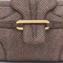Pre Owned Jimmy Choo Metallic Brown Leather Tulita Wristlet Clutch