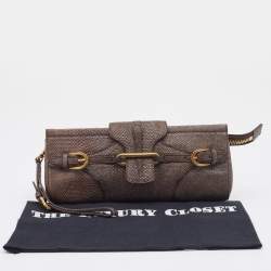 Pre Owned Jimmy Choo Metallic Brown Leather Tulita Wristlet Clutch