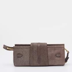 Pre Owned Jimmy Choo Metallic Brown Leather Tulita Wristlet Clutch