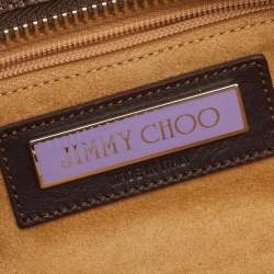 Pre Owned Jimmy Choo Metallic Brown Leather Tulita Wristlet Clutch