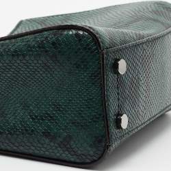 Pre Owned Jimmy Choo Green/Black Python Embossed Leather Mini Varenne Top Handle Bag