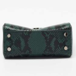 Pre Owned Jimmy Choo Green/Black Python Embossed Leather Mini Varenne Top Handle Bag