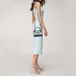 Pre Owned Jimmy Choo Green/Black Python Embossed Leather Mini Varenne Top Handle Bag