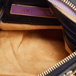 Pre Owned Jimmy Choo Black/Gold Leather and Python Chain Mail Carolina Shoulder Bag