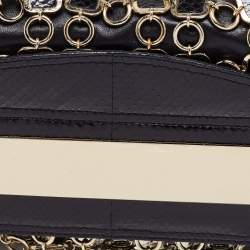 Pre Owned Jimmy Choo Black/Gold Leather and Python Chain Mail Carolina Shoulder Bag