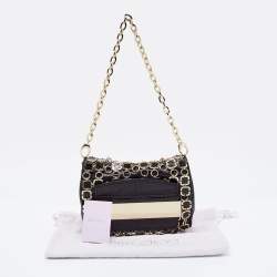 Pre Owned Jimmy Choo Black/Gold Leather and Python Chain Mail Carolina Shoulder Bag