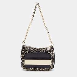Pre Owned Jimmy Choo Black/Gold Leather and Python Chain Mail Carolina Shoulder Bag