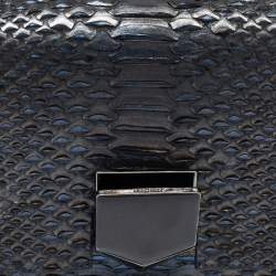 Pre Owned Jimmy Choo Metallic Blue Python and Leather Lockett City Shoulder Bag