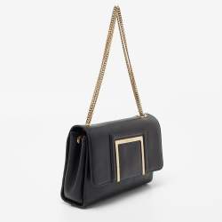 Pre Owned Jimmy Choo Black Leather and Snakeskin Alba Shoulder Bag