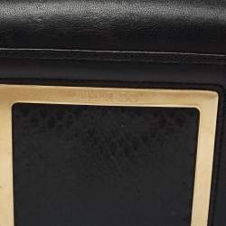 Pre Owned Jimmy Choo Black Leather and Snakeskin Alba Shoulder Bag