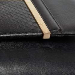 Pre Owned Jimmy Choo Black Leather and Snakeskin Alba Shoulder Bag