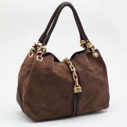 Pre Owned Jimmy Choo Brown Suede and Leather Hobo