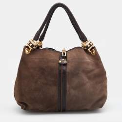 Pre Owned Jimmy Choo Brown Suede and Leather Hobo
