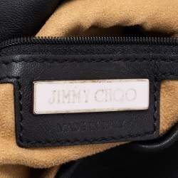 Jimmy Choo Black Embellished Leather And Snake Lohla Grommet Hobo