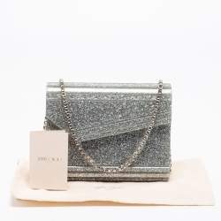 مملوكة مسبقًا Jimmy Choo Silver Glitter Acrylic Candy Chain Clutch