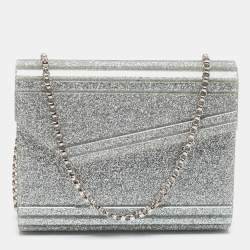 مملوكة مسبقًا Jimmy Choo Silver Glitter Acrylic Candy Chain Clutch