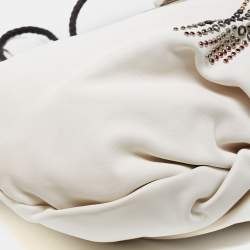 Jimmy Choo White Embellished Leather and Python Trim Beaded Drawstring Hobo