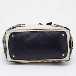 Pre Owned حقيبة يد توتس جيمي تشو بابيث جلد ثعبان وكانفاس أسود/كريمي 