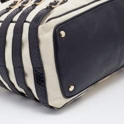 Pre Owned حقيبة يد توتس جيمي تشو بابيث جلد ثعبان وكانفاس أسود/كريمي 