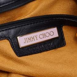 Pre Owned حقيبة يد توتس جيمي تشو بابيث جلد ثعبان وكانفاس أسود/كريمي 