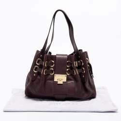 Pre Owned Jimmy Choo Dark Brown Leather Ramona Shoulder Bag