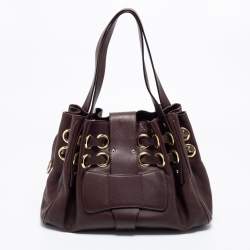 Pre Owned Jimmy Choo Dark Brown Leather Ramona Shoulder Bag