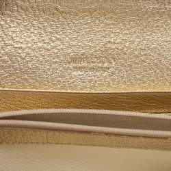Pre Owned Jimmy Choo Metallic Gold Leather Flap Wallet