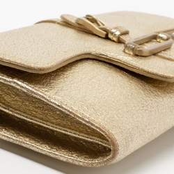 Pre Owned Jimmy Choo Metallic Gold Leather Flap Wallet