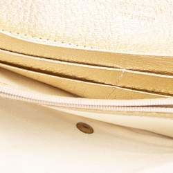 Pre Owned Jimmy Choo Metallic Gold Leather Flap Wallet