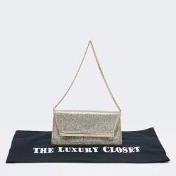 Pre Owned حقيبة كلتش جيمي تشو مارغوت قماش لوريكس وغليتر ذهبي / فضي 