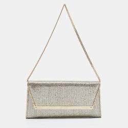 Pre Owned حقيبة كلتش جيمي تشو مارغوت قماش لوريكس وغليتر ذهبي / فضي 