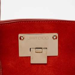Pre Owned Jimmy Choo Orange Suede And Leather Riley Tote