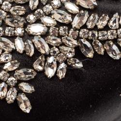 Pre Owned Jimmy Choo Black Satin Bon Bon Crystal Embellished Bucket Bag