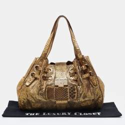 Jimmy Choo Metallic Gold Python Ramona Shoulder Bag
