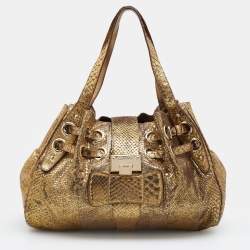 Jimmy Choo Metallic Gold Python Ramona Shoulder Bag