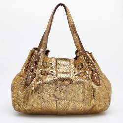 Jimmy Choo Metallic Gold Python Ramona Shoulder Bag