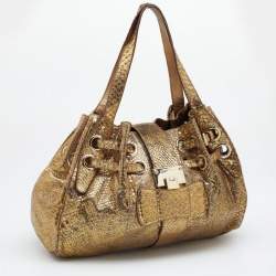 Jimmy Choo Metallic Gold Python Ramona Shoulder Bag