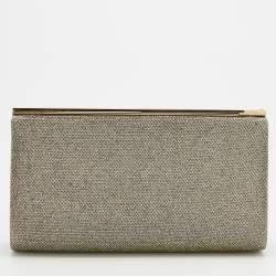 Pre Owned Jimmy Choo Metallic Gold Glitter Cayla Clutch