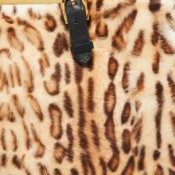 Pre Owned Jimmy Choo Beige/Brown Leopard Print Calf Hair Frame Foldover Clutch
