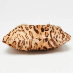 Pre Owned Jimmy Choo Beige/Brown Leopard Print Calf Hair Frame Foldover Clutch