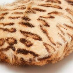 Pre Owned Jimmy Choo Beige/Brown Leopard Print Calf Hair Frame Foldover Clutch