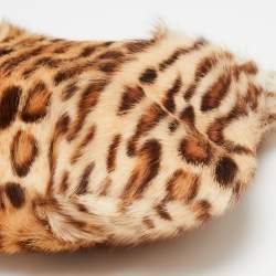 Pre Owned Jimmy Choo Beige/Brown Leopard Print Calf Hair Frame Foldover Clutch