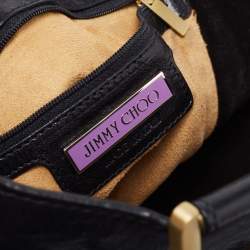 Jimmy Choo Black Leather and Suede Expandable Maia Top Handle bag
