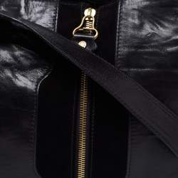 Jimmy Choo Black Leather and Suede Expandable Maia Top Handle bag