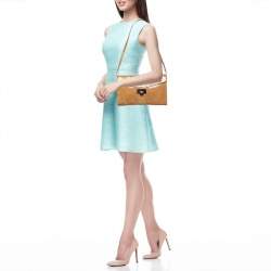 Pre Owned Jimmy Choo Beige Lizard Embossed Patent Leather Carolina Flap Shoulder Bag